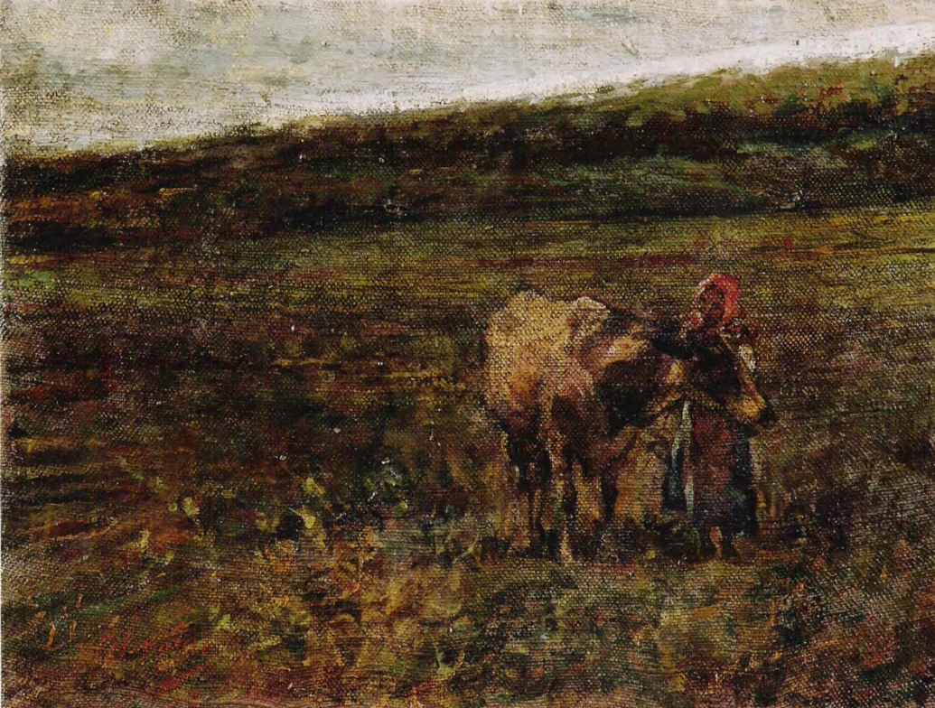  86-Francesco Filippini-Paesaggio con donna e mucca 